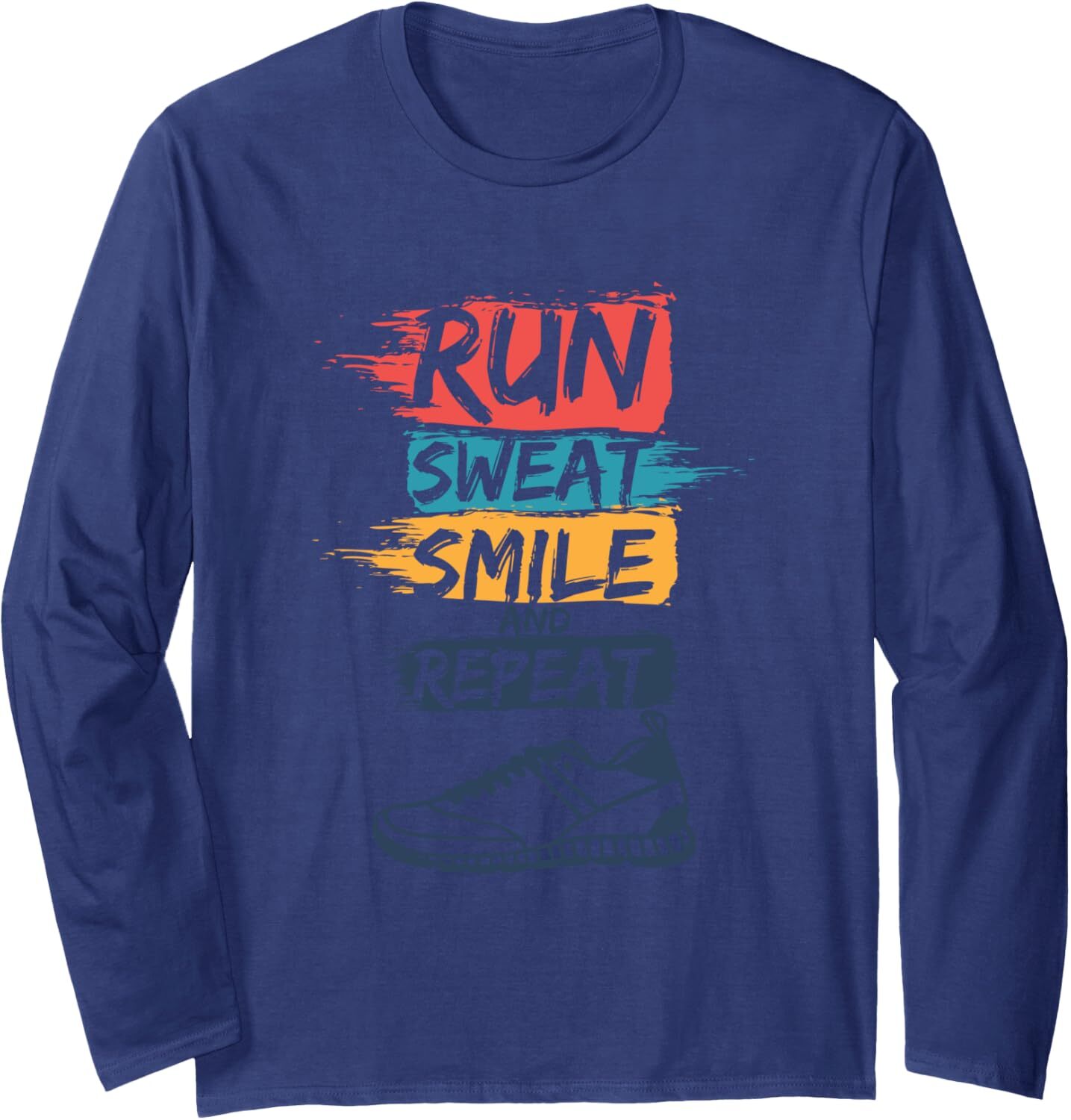 Long Sleeve Shirts for Men sweatshirt Run Sweat Smile Repeat Sport Funny Runner Gift Long Sleeve Tee Streetwear Casual tops clothes fashion