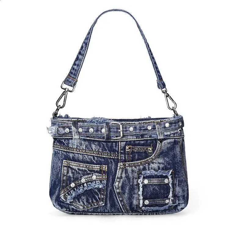 Casual and fashionable denim womens handbag shoulder bag 240919