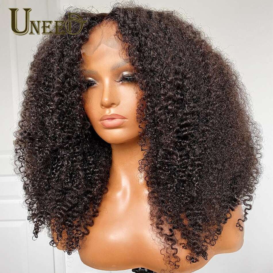 Mongolian 13x4 Front Human Hair Wigs Kinky Curly Lace Closure Wig For Women 180 Density