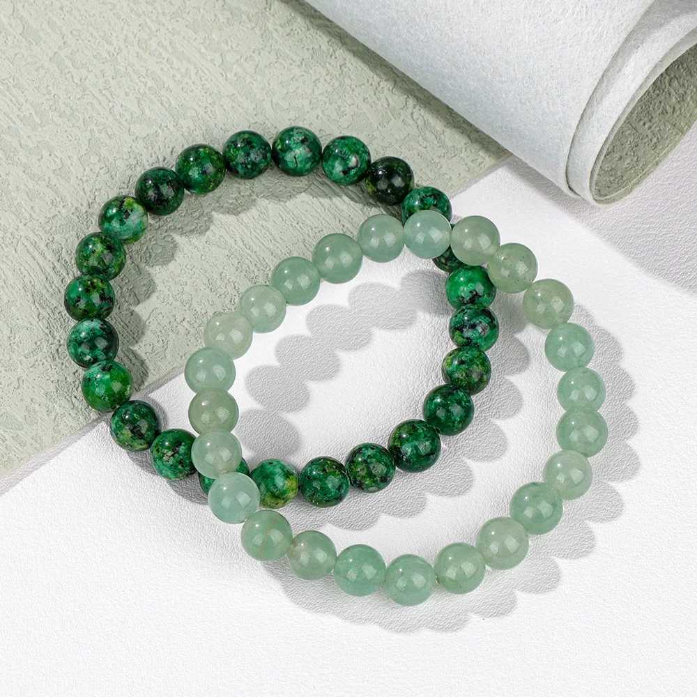 2pcs Natural Stone Bracelet Amethysts Fluorite Green Aventurine Turquois 8mm Beads Bracelet Set For Women Men Friendship JewelryX240921