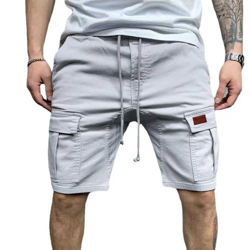 Shrink Resistant Trendy Multi Pockets Men Cargo Shorts Streetwear Men Shorts Drawstring for FitnessX240921