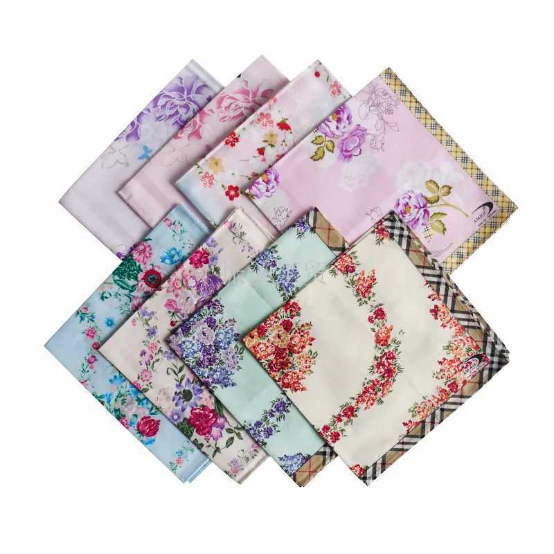 3Pcs 43x43cm Printed 100% Cotton Womens Sweater Scarf Handle Wedding Valentines Day Gift W240921