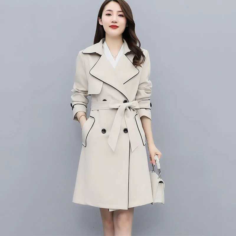 High-end Womens Casual Trench Coat Spring Autumn New Loose Lace-up Windbreaker Jacket Fashion Female Long Parker Overcoat 4XLX240921