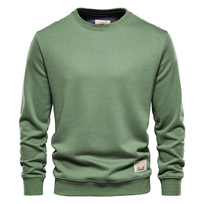 Solid Fleece Round Neck Long Sleeve Warm Loose Pullover Fashion Casual Street Dress Men's Sweatshirt