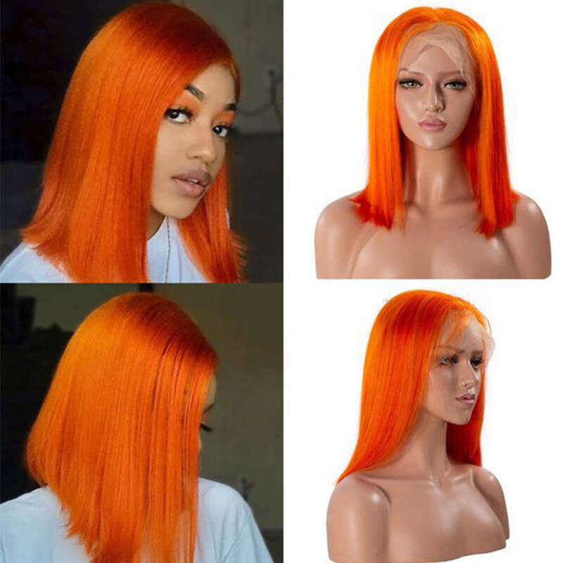 Front Short Bob Wig Indian #350 13X4 Straight T Part Lace Transparent Frontal Wigs Human Hair For Black Woman