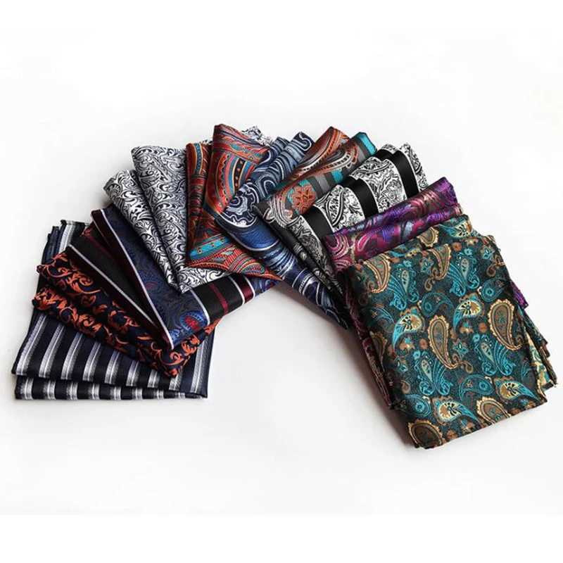 GUSLESON Mens Fashion Printing Dot Silk Handle Business Leisure Square Pocket Wedding Hanks Mens Accessories Gift W240921