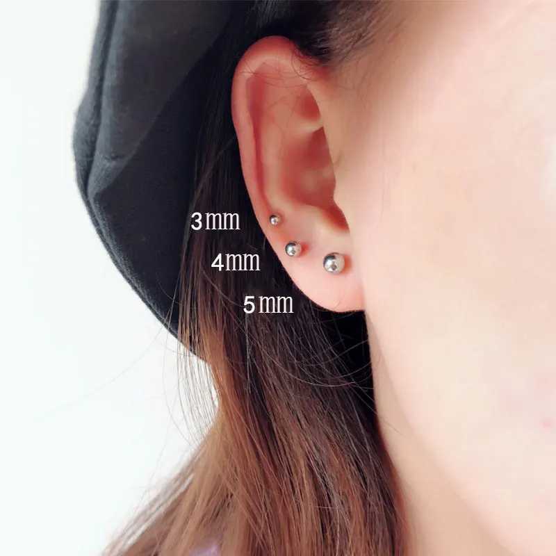 1Pair Titanium Steel 20G Flat Back Stud Earring Ball Screws Studs Ear Bone Nail Lip Tongue Piercing Body Jewelry for Women Men Y240921