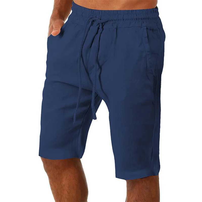 Men Cotton Linen Shorts Loose Sport Beach Shorts Summer Men Casual Cargo Shorts soild Gym Shorts Pocket Sweatpants Male ClothingX240921