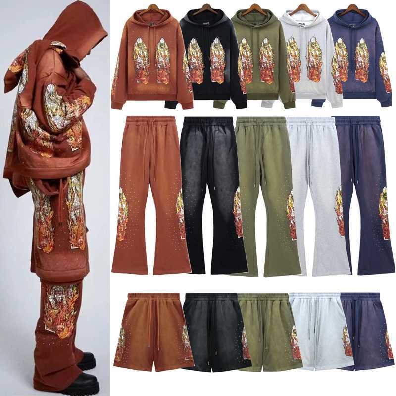 Men's Hoodies Sweatshirts High Street WDW Hoodies Autumn/Winter New Fashion Flame Creative Printing Washing Puller Who Decids War Sweatshirts J24