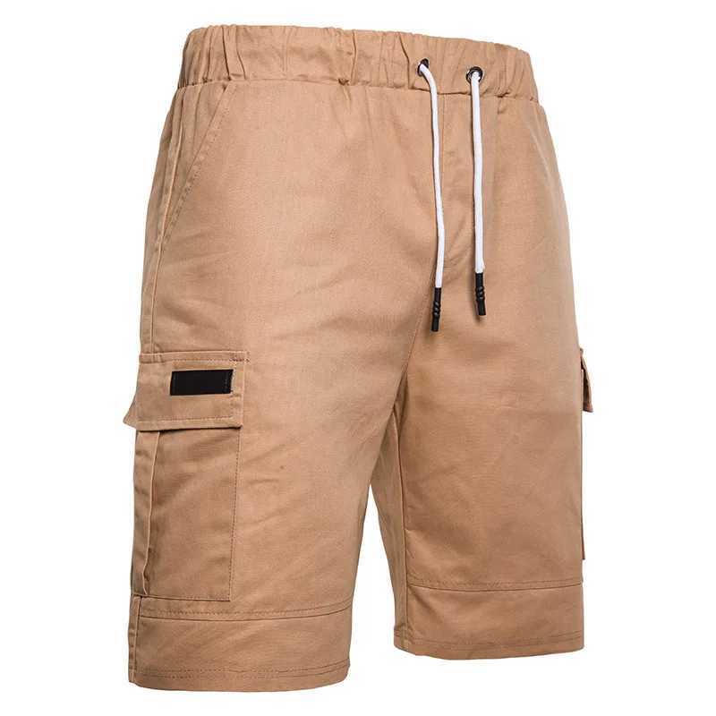 2023 Summer Mens Shorts Fashion Solid Cargo Shorts Mens Clothing Lace Up Casual Pants Multiple Pockets WorkwearX240921