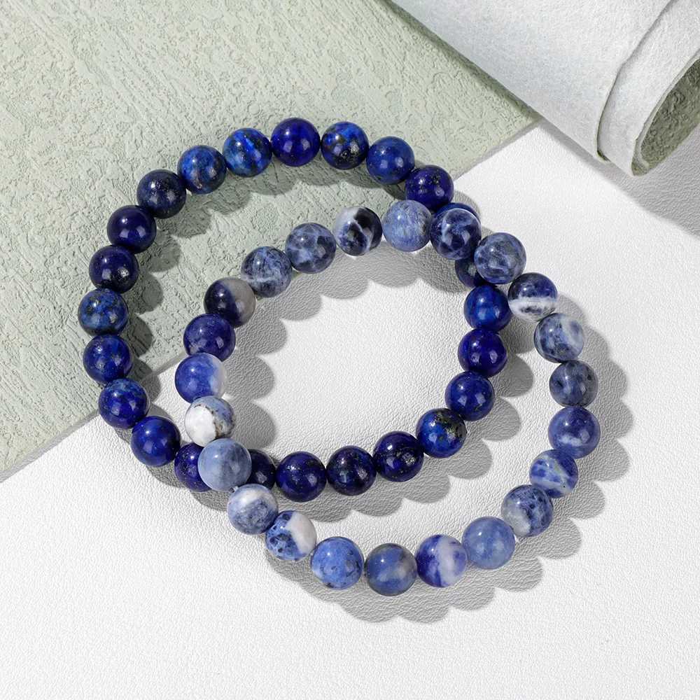 2pcs Natural Stone Bracelet Amethysts Fluorite Green Aventurine Turquois 8mm Beads Bracelet Set For Women Men Friendship JewelryX240921