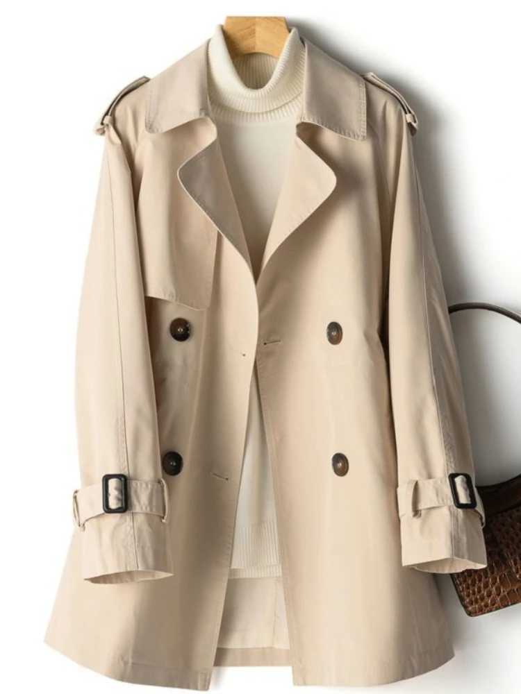 Spring Autumn Trench Coat Women 2024 New Korean Double Breasted Mid-Long Woman Trench Coat Overcoat Windbreaker Female OuterwearX240921