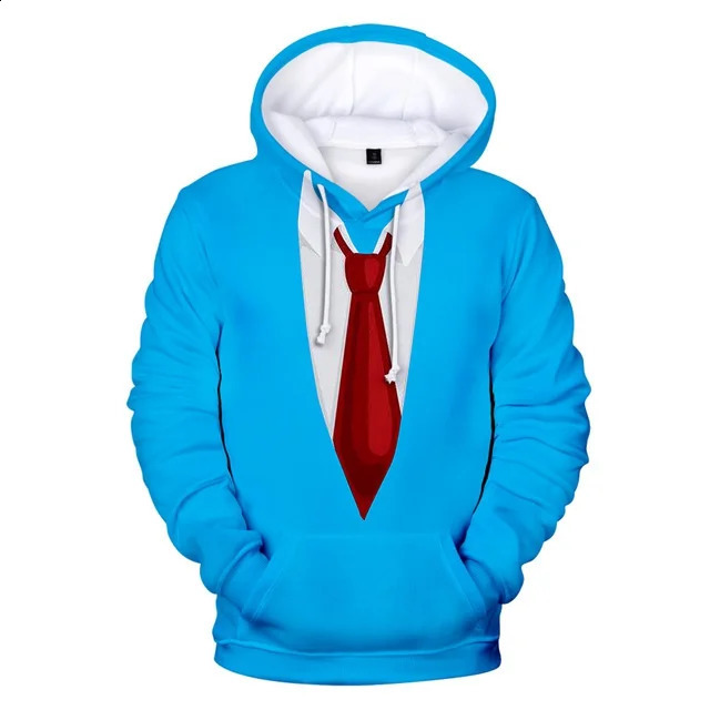 Funny Fake Suit Fashion 3D Hoodie Tailcoat Bow Printed Loose Hoodie Sportswear 240921