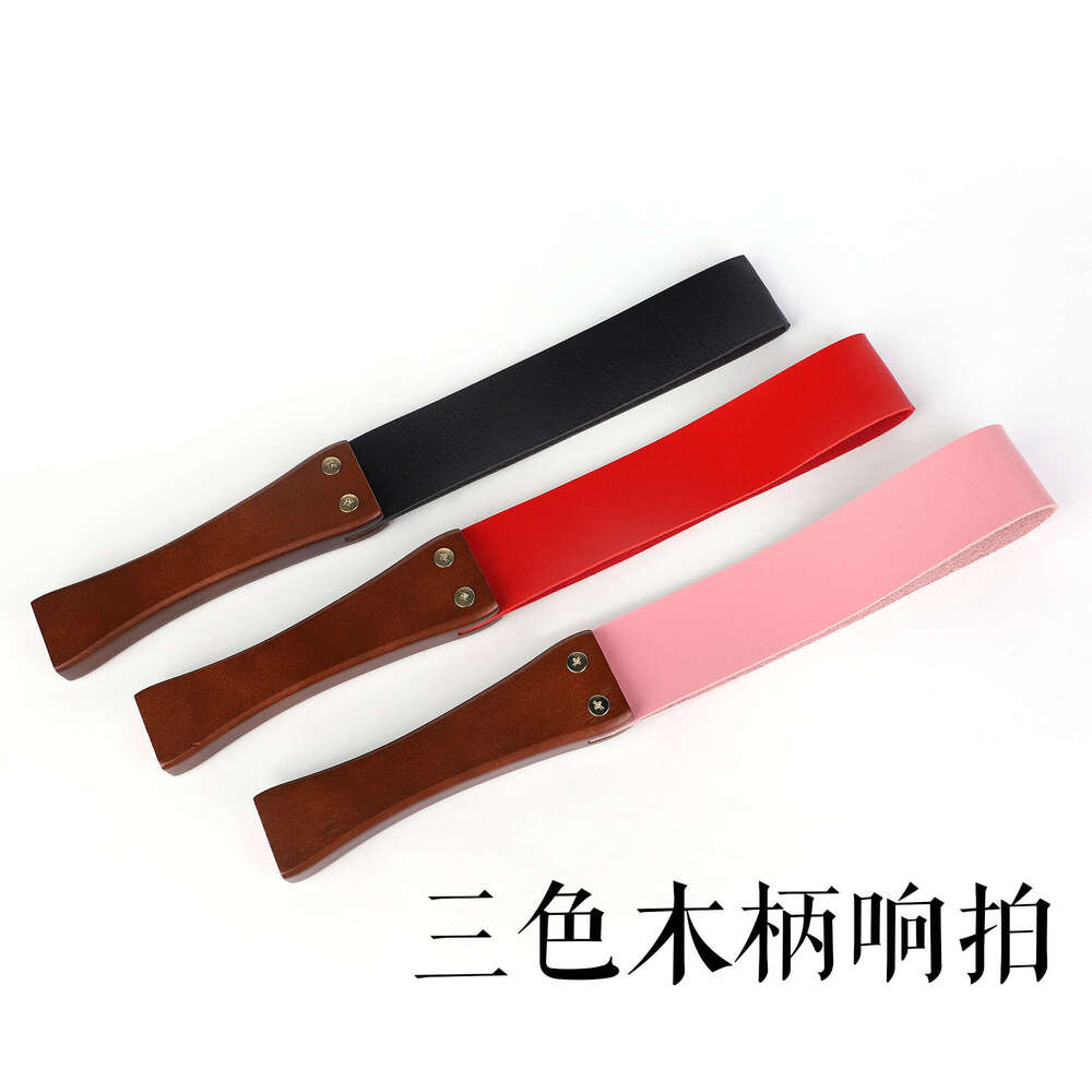 Mild SM prop, wooden handle, double-layer fun racket, three color PVC fun leather racket, alternative sex toy, adult product