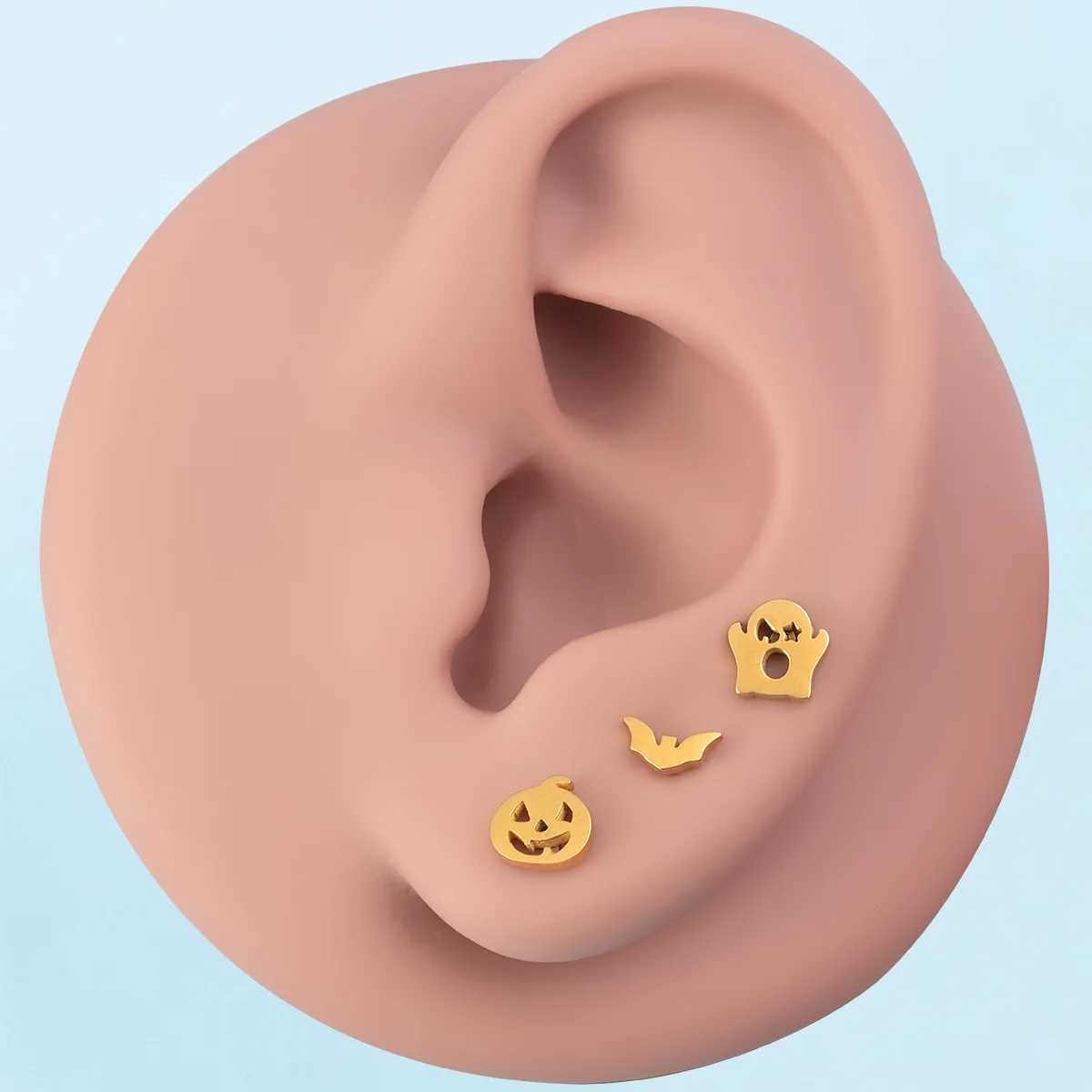1pc Halloween Labret Lip Piercing Stud Stainless Steel Ghost Pumpkin Bat Lip Rings Monroe Piercing Jewelry Cartilage Earring 16G Y240921