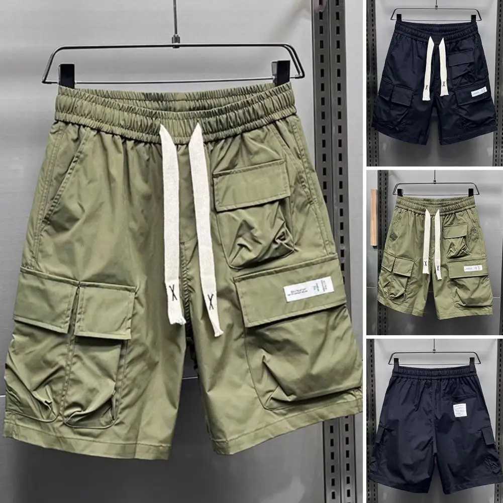 Fitness Running Shorts Mens Quick-drying Cargo Shorts with Elastic Waist Multi-pockets for Fitness Running Men Cargo ShortsX240921