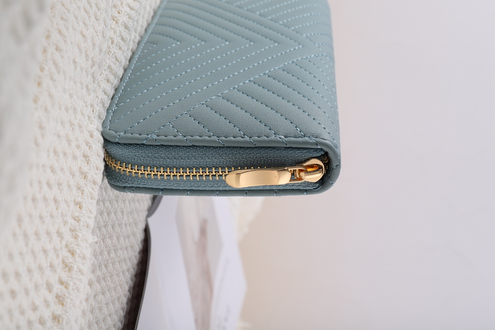 New designer wallet, fashionable solid color PU wallet, girls' zipper printed handbag, simple temperament, simple sewing, e-coin wallet, free shi