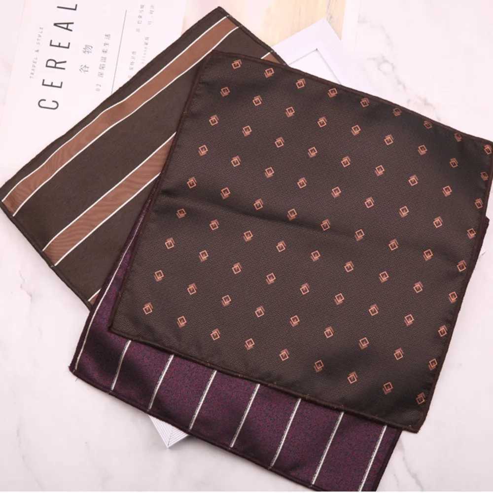 Brown Color Pocket Square For Men Adult Striped Paisley Floral Handkerchief Formal Dress Suit Accessory Navy Solid Hanky CravatX240921