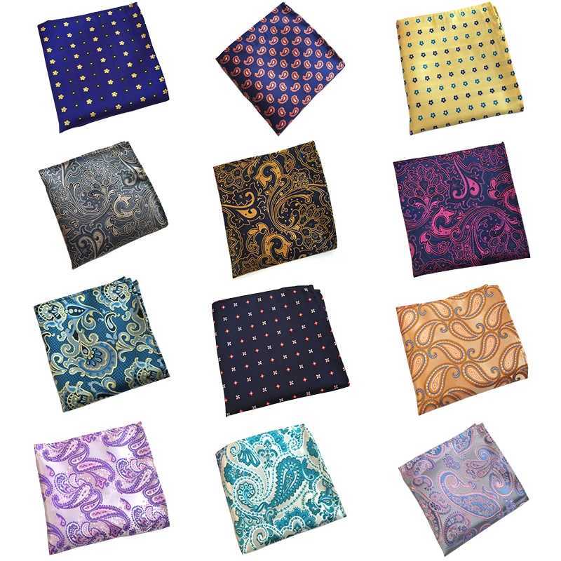 GUSLESON Mens Fashion Silk Screen Handle Business Leisure Square Pocket Handle Wedding Hanks W240921