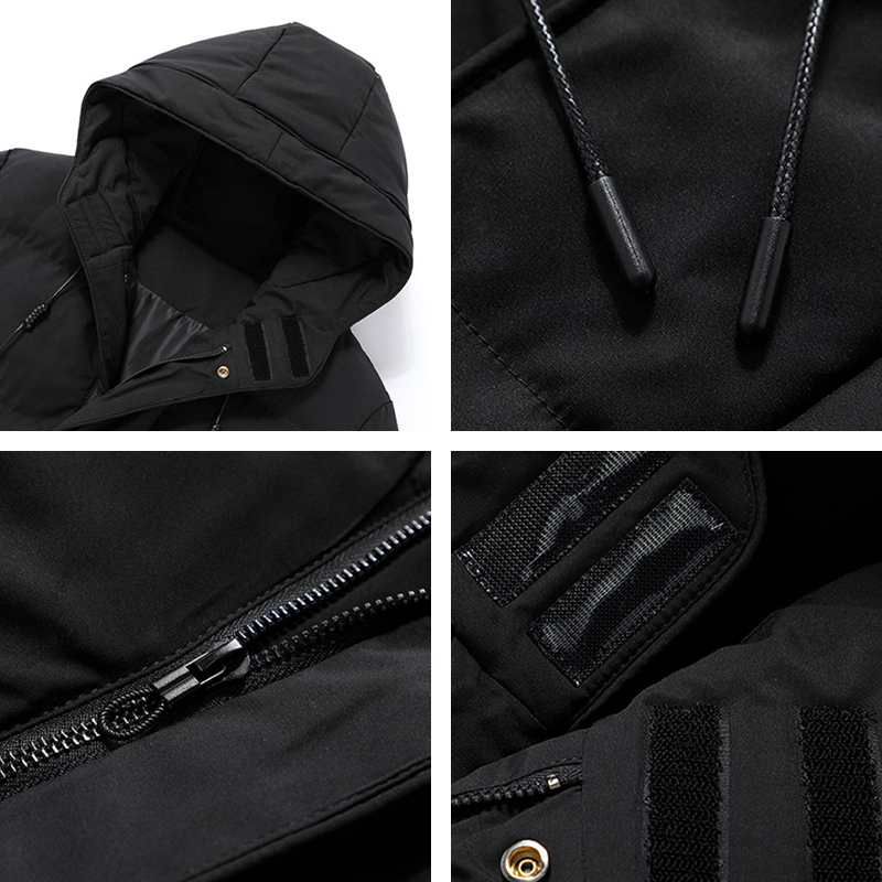 8Xl Winter Men Fashion Solid Hooded Long Parkas Jacket Coat Mens Warm Thick Waterproof Big Size Casual Outwear Male