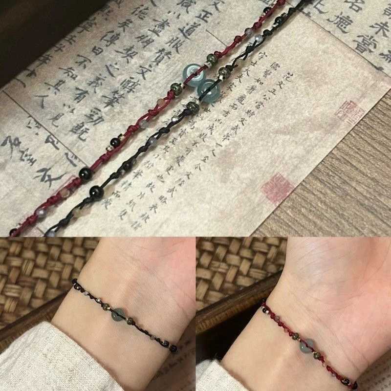 Retro Chinese Style Adjustable Handmade Braid String Bracelet Beaded Charm Bracelet Bangle Fashion Couple Bracelet JewelryX240921