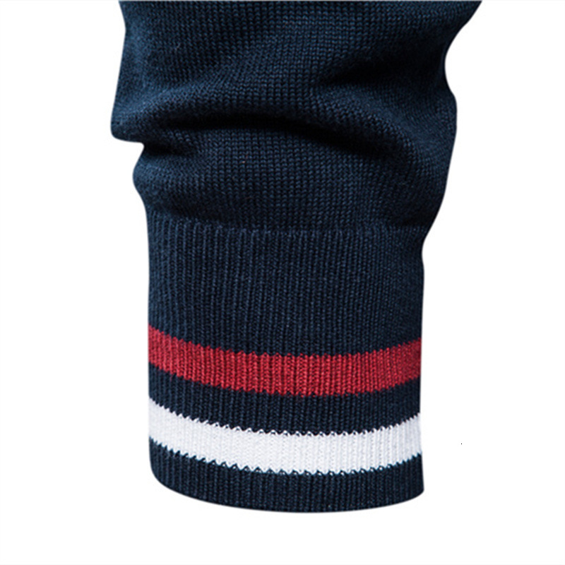 Stand Collar Color Contrast Knitting Pure Cotton Korean Tight Jacket Men's Business Casual Sweater
