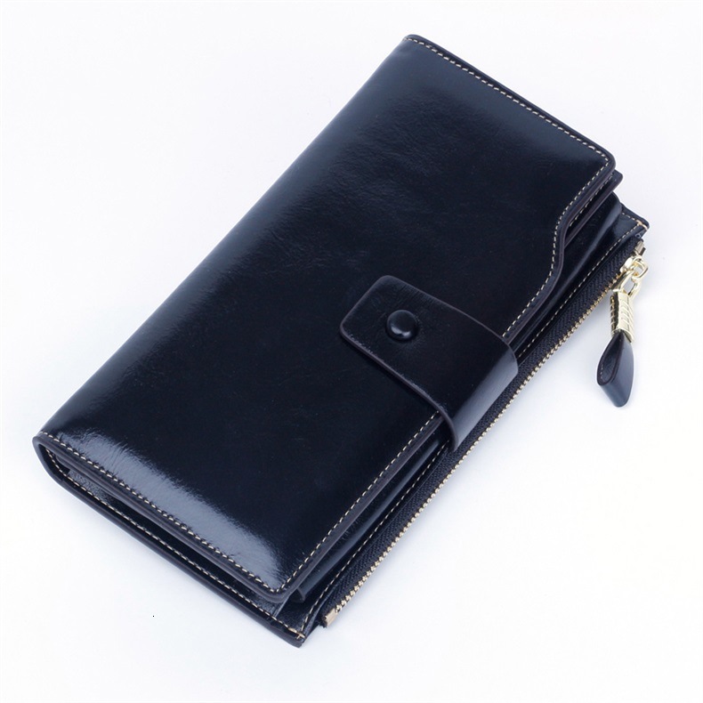 Large capacity multifunctional long women's Rfid leather handbag wallet