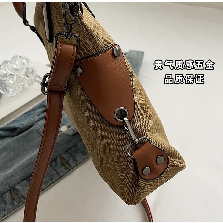2024 Fashion Handheld Large Capacity Summer New Casual Multi functional Canvas Shoulder Women's Bag Free Shipping