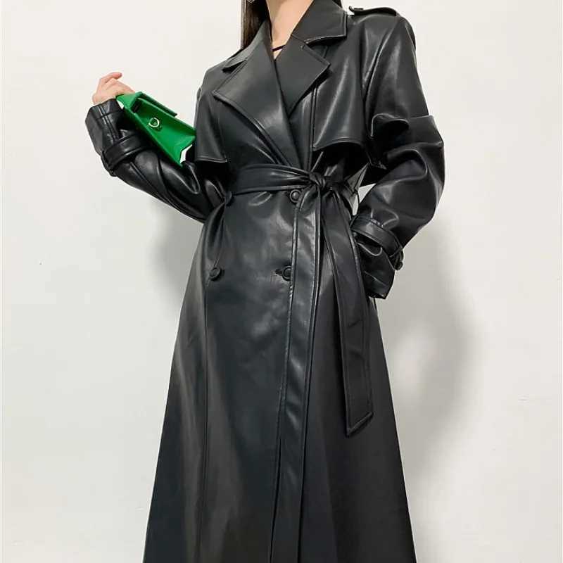 Ruffled and Handsome Leather Jacket for Womens 2024 Spring and Autumn Casual Retro Shoulder Windbreaker CoatX240921