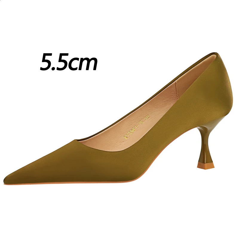 BIGTREE Shoes Kitten Heels 5.5 Cm Women Pumps Silks Satins Lady Heels Fashion Women Shoes Low Heel Female Shoes Large Size 43 240921