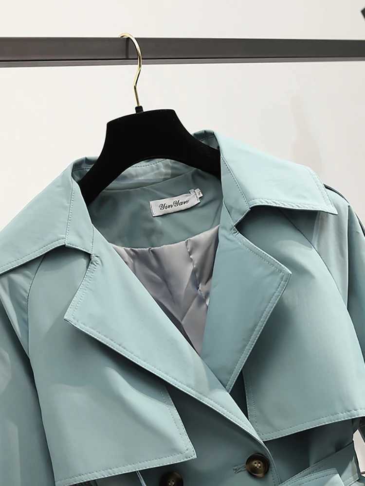 Heliar Women Long Trench Coat Fashion Windproof Coat Double Breasted Trench TRAF Coats Green Belt Windbreaker WinterX240921