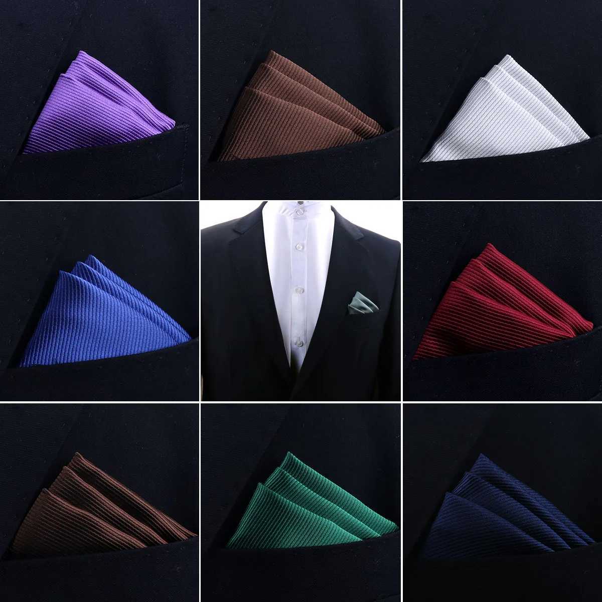 High Grade Handkerchief Pocket Square 24 Striped Solid Colors Formal Business Party Wedding Suit Hanky Accessories PerformanceX240921