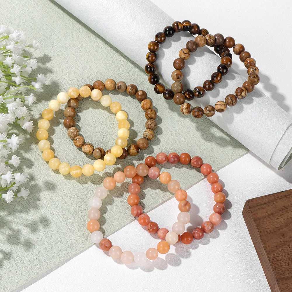 2Pcs/Set Bracelets For Women Natural Stone Bracelet Set Agates 8mm Beads Bangle Turquois Crystal Bracelet Men Jewelry HealingX240921