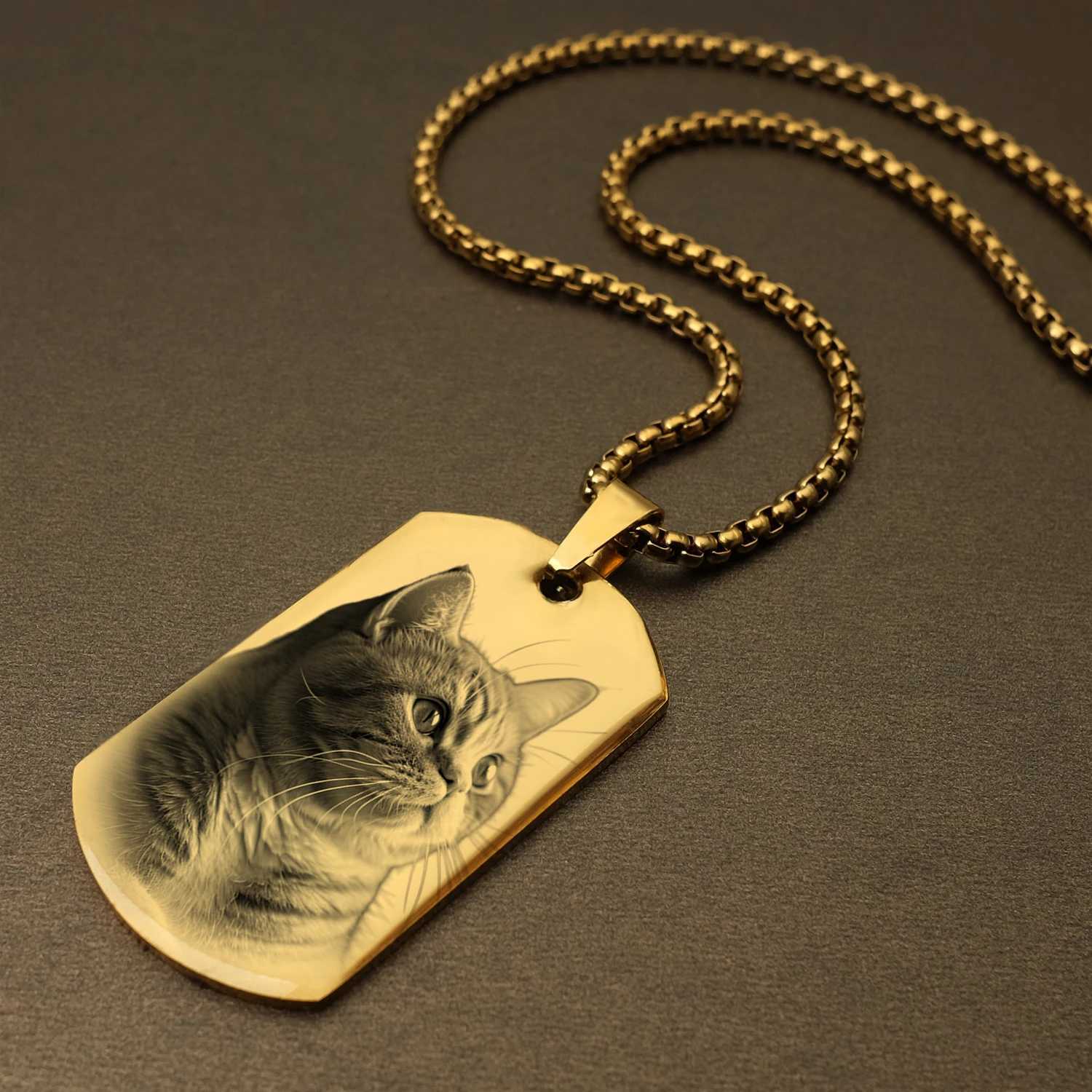 Personalized customized photo and message necklace pendant keychain dog tag custom carved necklace with photo Christmas gift W240918