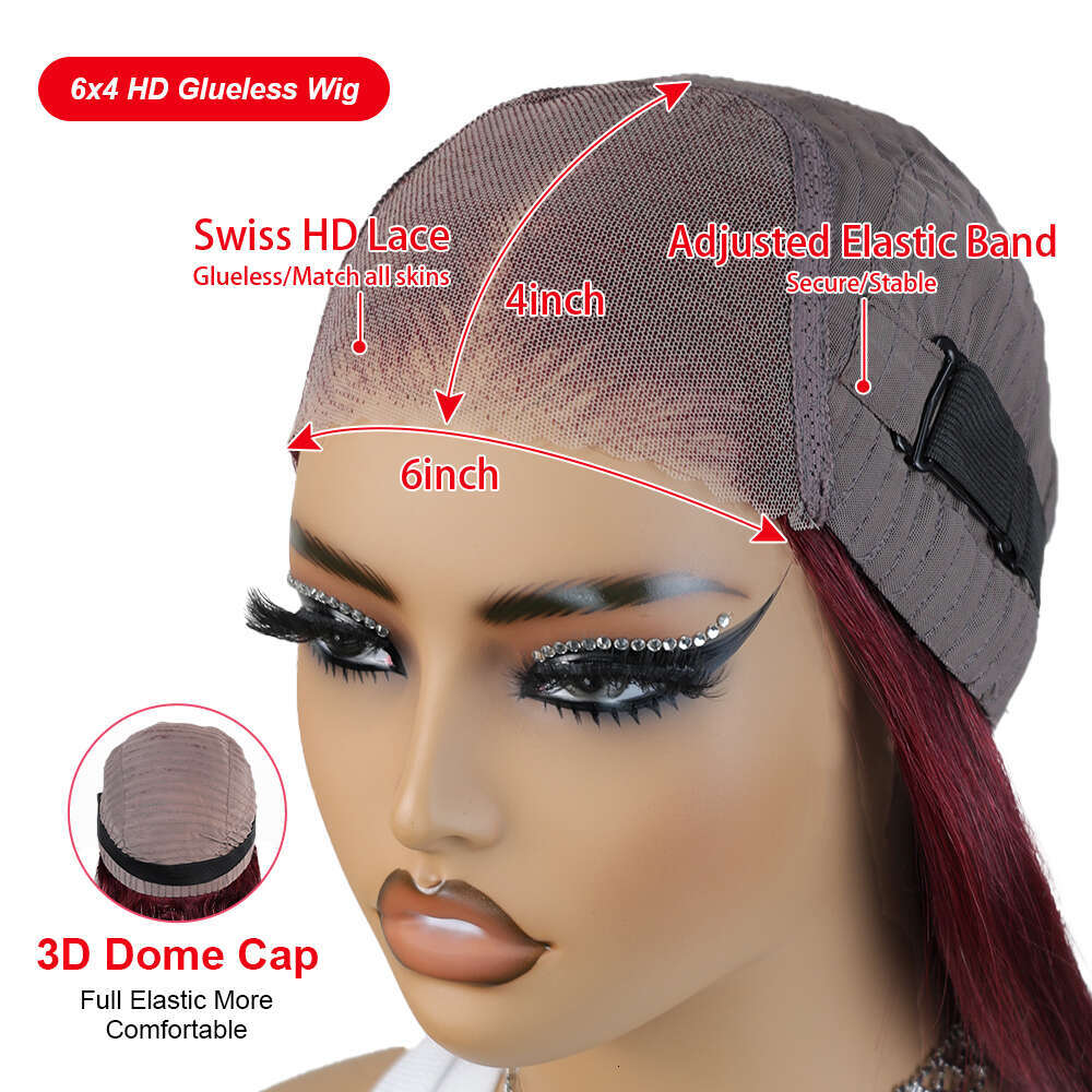 Bury Glueless Wig Ready To Wear And Go Preplucked Straight 99J Red Colored HD Lace Wigs For Women 100% Human Hair