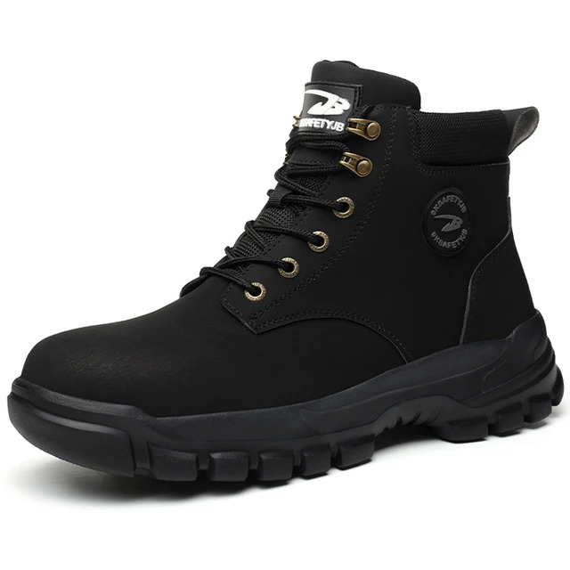 Designer shoes new waterproof and safe men's plush warm winter steel toe work shoes indestructible and puncture resistant snow boots snow boots s