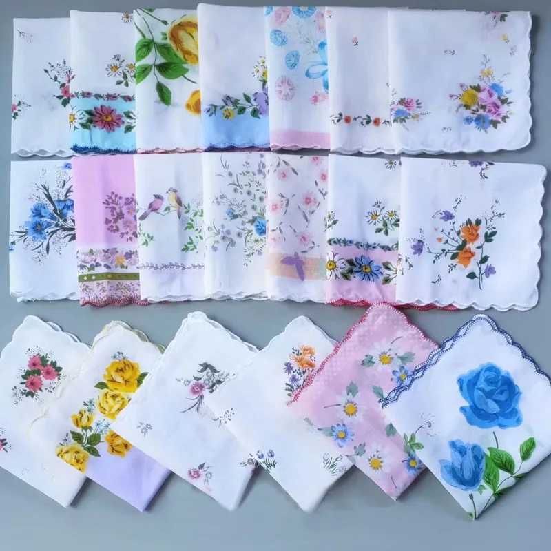 10 pieces of retro cotton womens Hanks multi style floral womens square handle head fabric womens gifts W240921