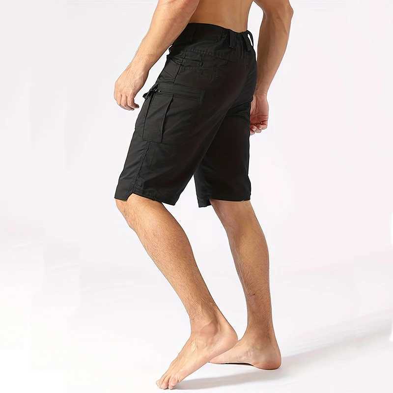 Men Summer Cargo Shorts Quick Dry Mens Tactical Shorts Solid Multi-Pockets Workout Short Pants Beach Trousers Outdoor HikingX240921