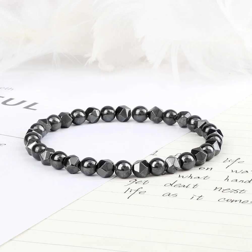 Men Irregular Hematite Beads Bracelet Charm Women 4 6 8MM Natural Lava Tiger Eye Bead Couple Bracelet Fashion Friendship JewelryX240921