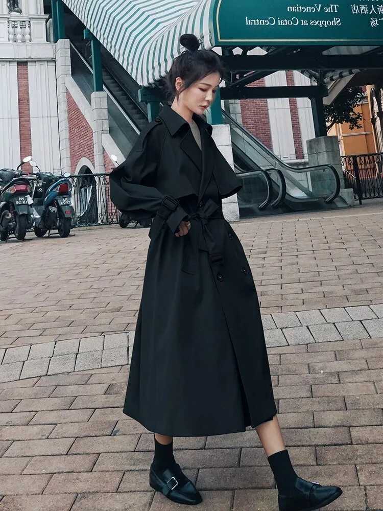 Trench Coat for Women 2022 Autumn Winter New Loose Coat Womens Casual Long Windbreaker Clothing Female Coats and Jackets WomenX240921