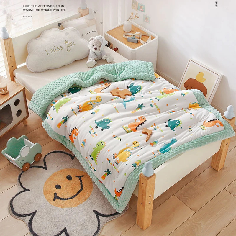 Double sided warm velvet childrens blanket plain weave thick childrens stroller bedding super soft childrens accessories 240920