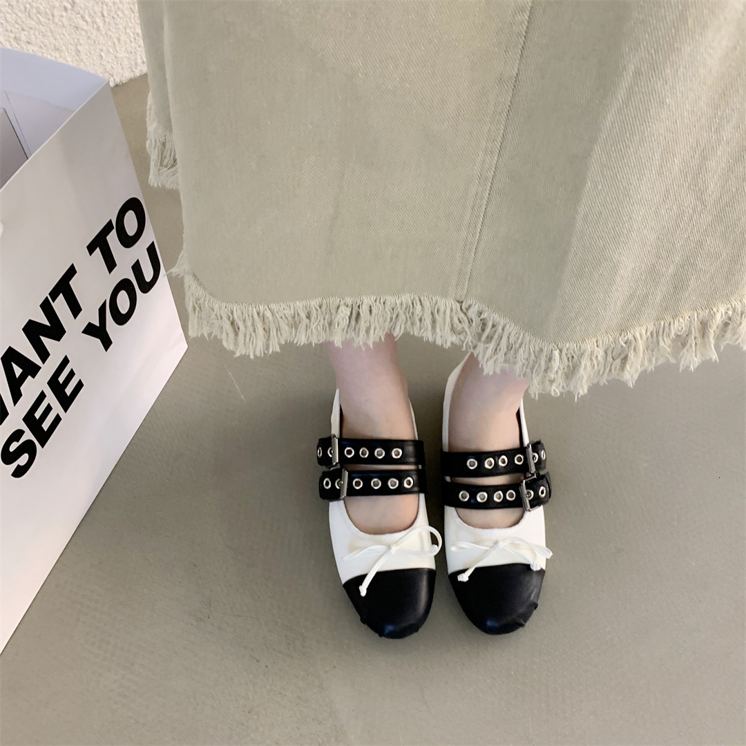 French bow ballet Mary Jane shallow mouth flat sole single shoes, 2024 autumn women's shoes