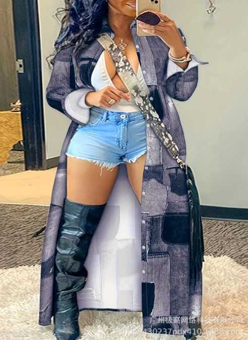 Y2K Trench Coat for Women 2023 Autumn/winter New Fashion Casual Single Breasted Plus Size Plaid Print Buttoned Longline CoatX240921