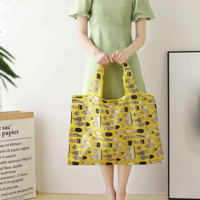 Shopping Bag Flower Animal Pattern Foldable Fabric Cute Tote Eco Fiendly Shopper Large Reusable Shopping Grocery Bags Z250224