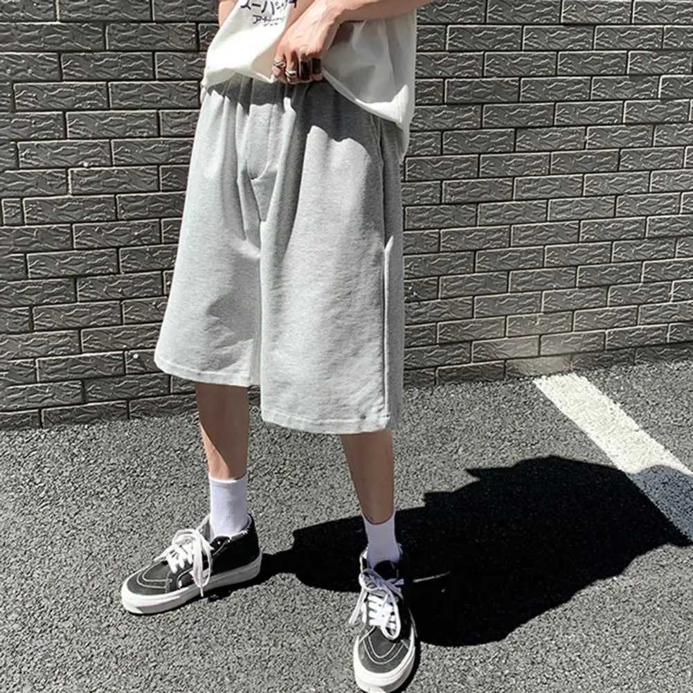 Summer Mens Shorts Cotton Soft Knee Length Shorts Solid Gray Customized Cargo Short High Quality Casual Gym Sports TrunksX240921