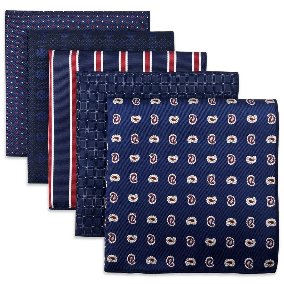 5-piece mens pocket square silk handle set color large accessories gift party W240921