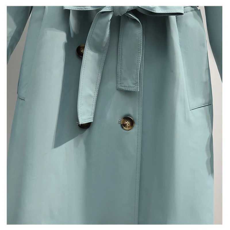 Heliar Women Long Trench Coat Fashion Windproof Coat Double Breasted Trench TRAF Coats Green Belt Windbreaker WinterX240921