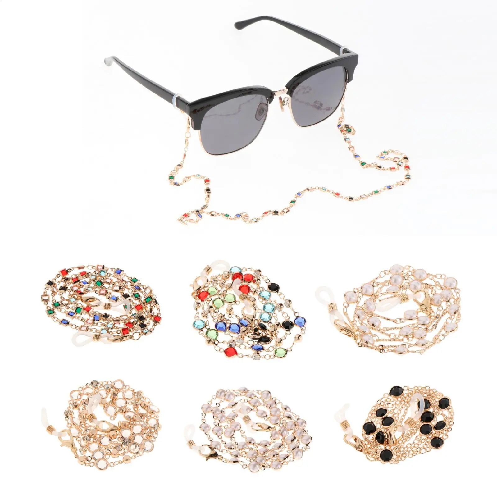 Elegant beaded eyeglass chain specification metal eyeglass holder neck chain 240920