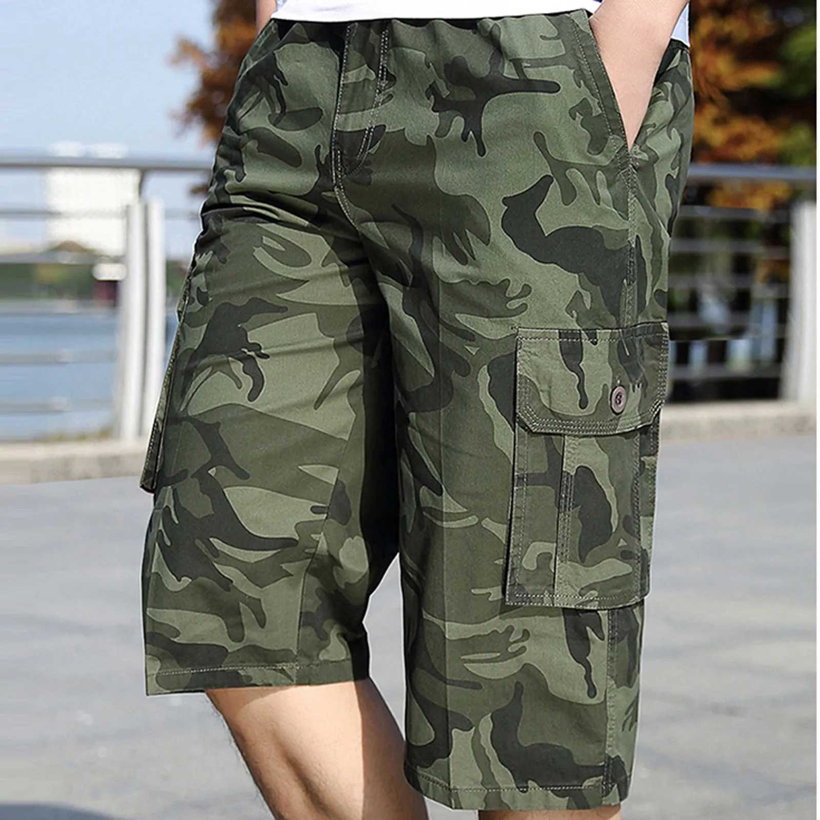 Men Cargo Shorts 2024 Men Summer Casual Cotton Multi Pockets Hot Breeches Cropped Trousers Military Camouflage Shorts 2xl-6xlX240921