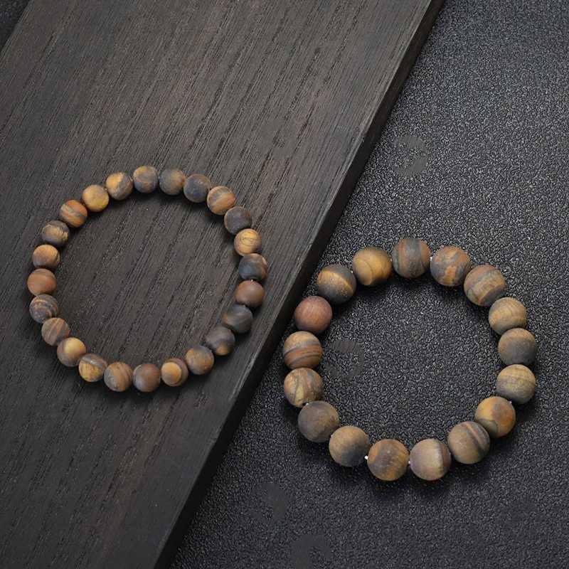 100% Natural Matte Tiger Eyes Stone Bracelet Men Minimalist 4/6/8/10/12/14mm Beaded Braclet Homme Uranus Brazalete Gift For HimX240921